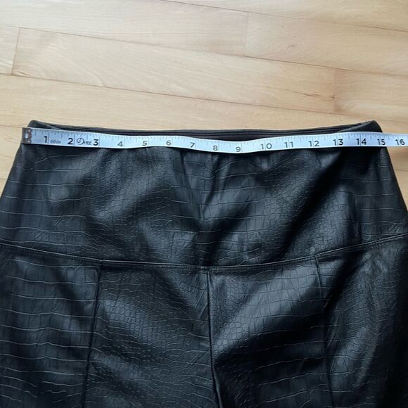 Joie Croc Vegan Leather High Rise Pull On Black L NWOT - Picture 6 of 12